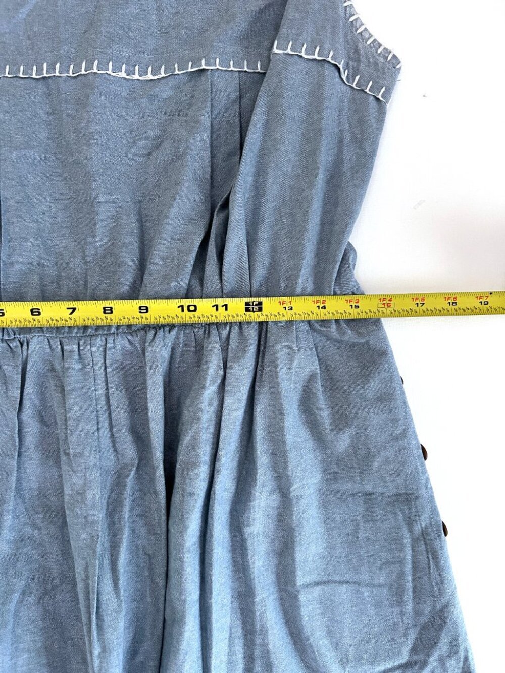 Nanette Lepore Chambray Belted Mini Dress Coastal Chic Summer Size 12 - Picture 6 of 9